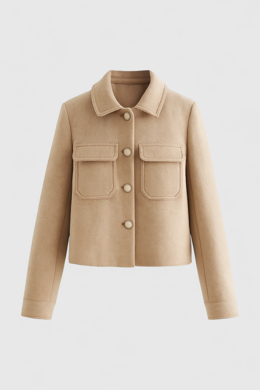 Jacket : Casual Lapel Jacket - Khaki in Khaki van Vanda Liamo