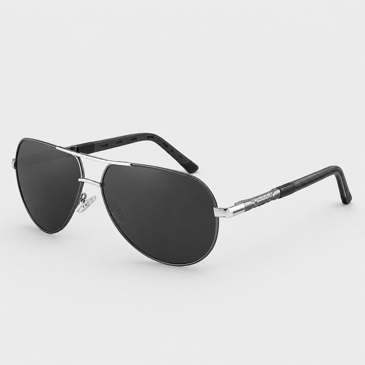 Men's Polarized Sunglasses - Aluminum Vintage Silver-Black