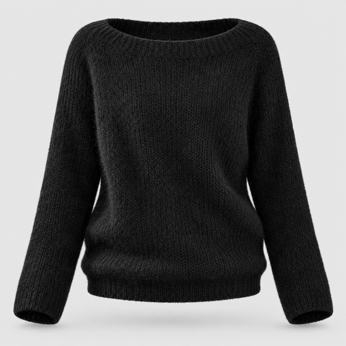 Fashion : Women's Relaxed Fit Knit Sweater - Casual Pullover in Black van Vanda Liamo