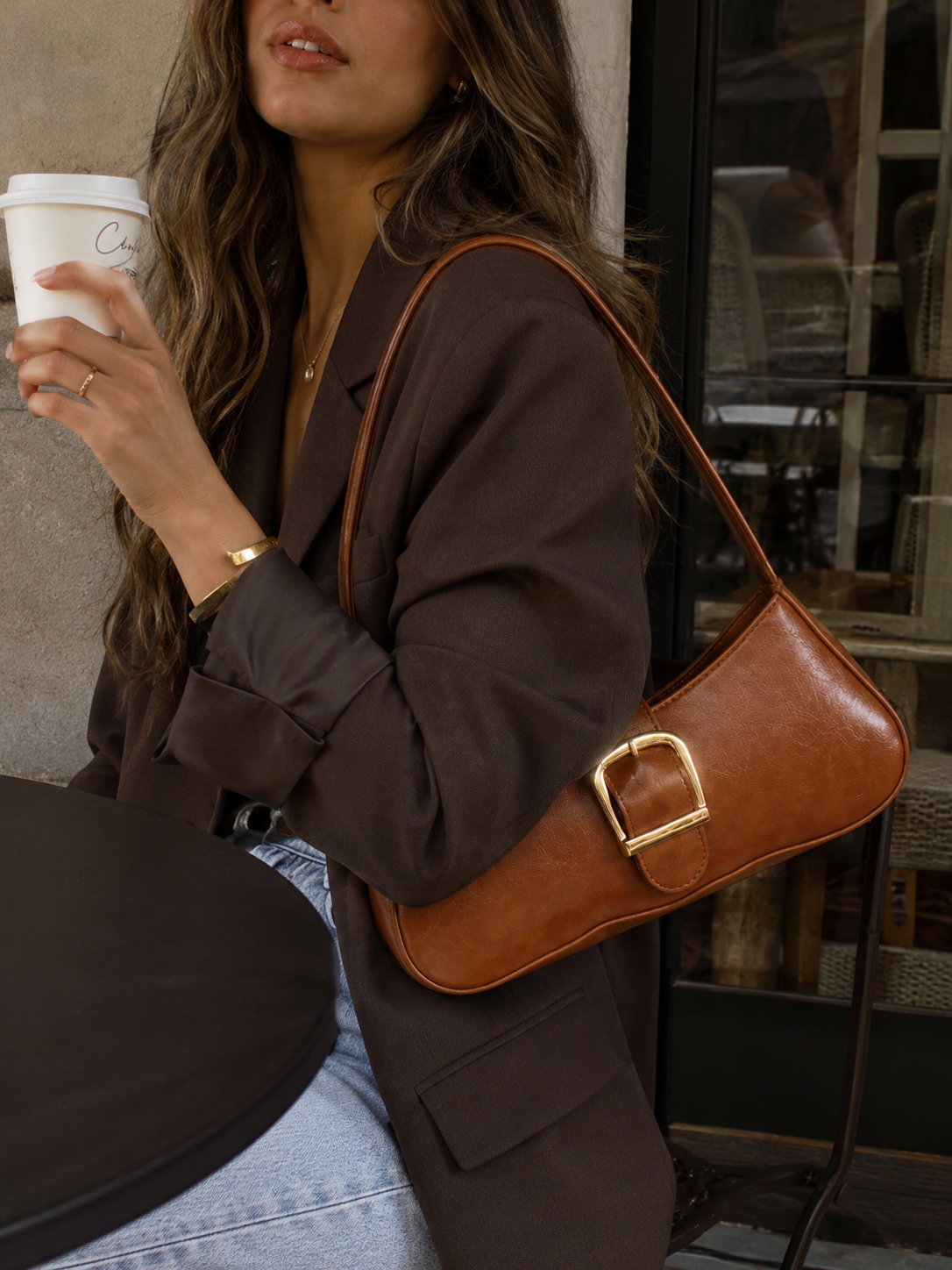 Baguette Bag Women | Luxury Vintage Shoulder Bag | PU Leather
