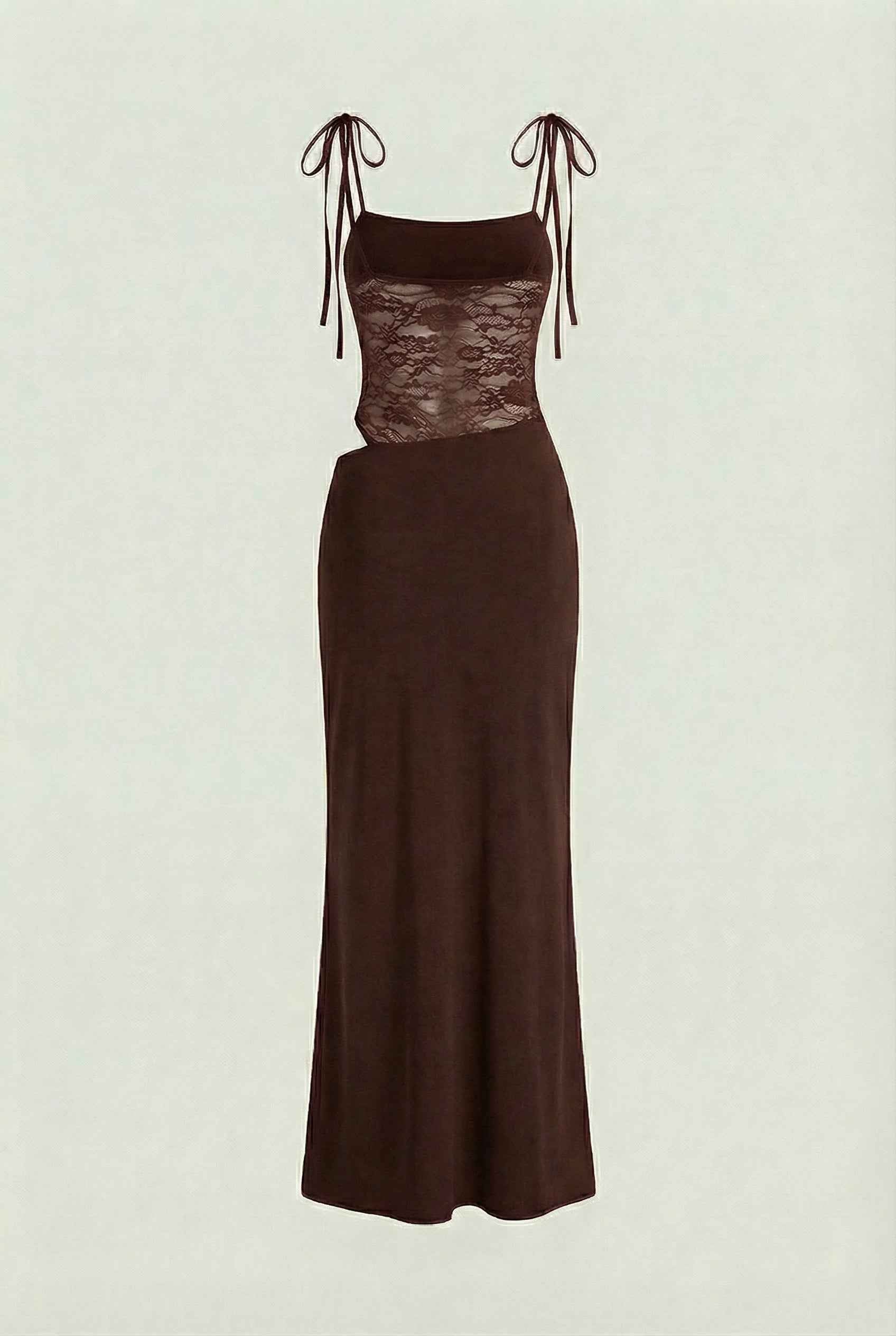 Women's Dresses : Women's Chocolate Brown Bodycon Maxi Dress - Long Sleeve, Stretch Knit in van Vanda Liamo