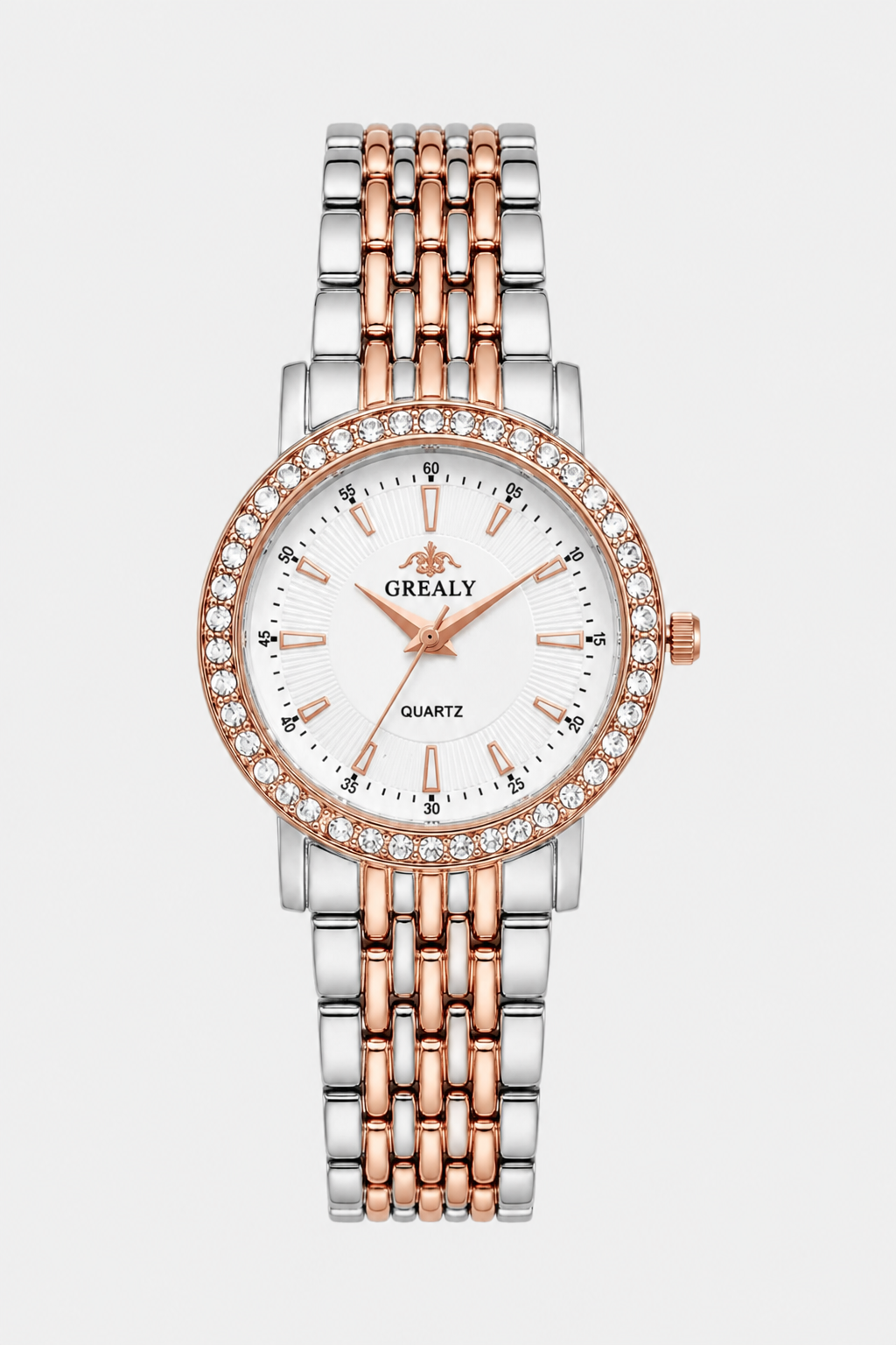 Classic Round Jeweled Watch – Radiant Timepiece with Shimmering Bezel