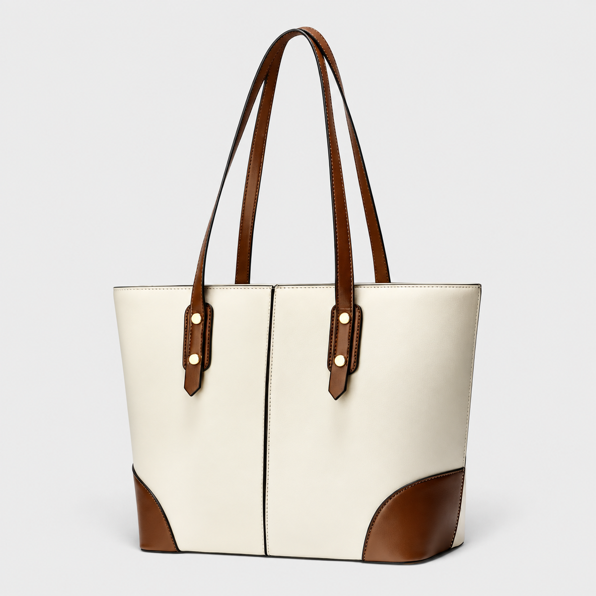 Handbag : Vintage Leather Shoulder Bag for Women with Large Capacity in Cream van Vanda Liamo