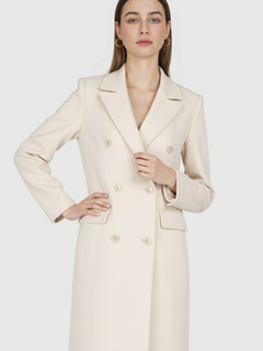 Women's Apricot Double-Breasted Trench Coat - Classic Fit, Mid-Length