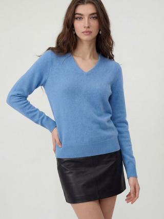 Women's Blue V-Neck Sweater