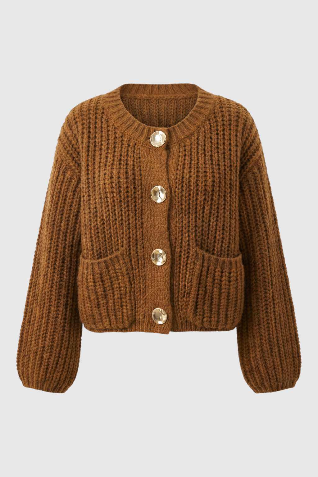 Cardigan : Women's Brown Knit Cardigan in Brown One Size van Vanda Liamo