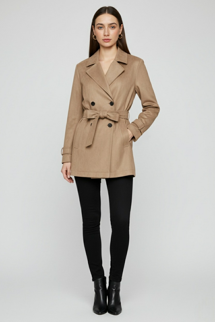 Coat : Women's Brown Coat with Belt in van Vanda Liamo