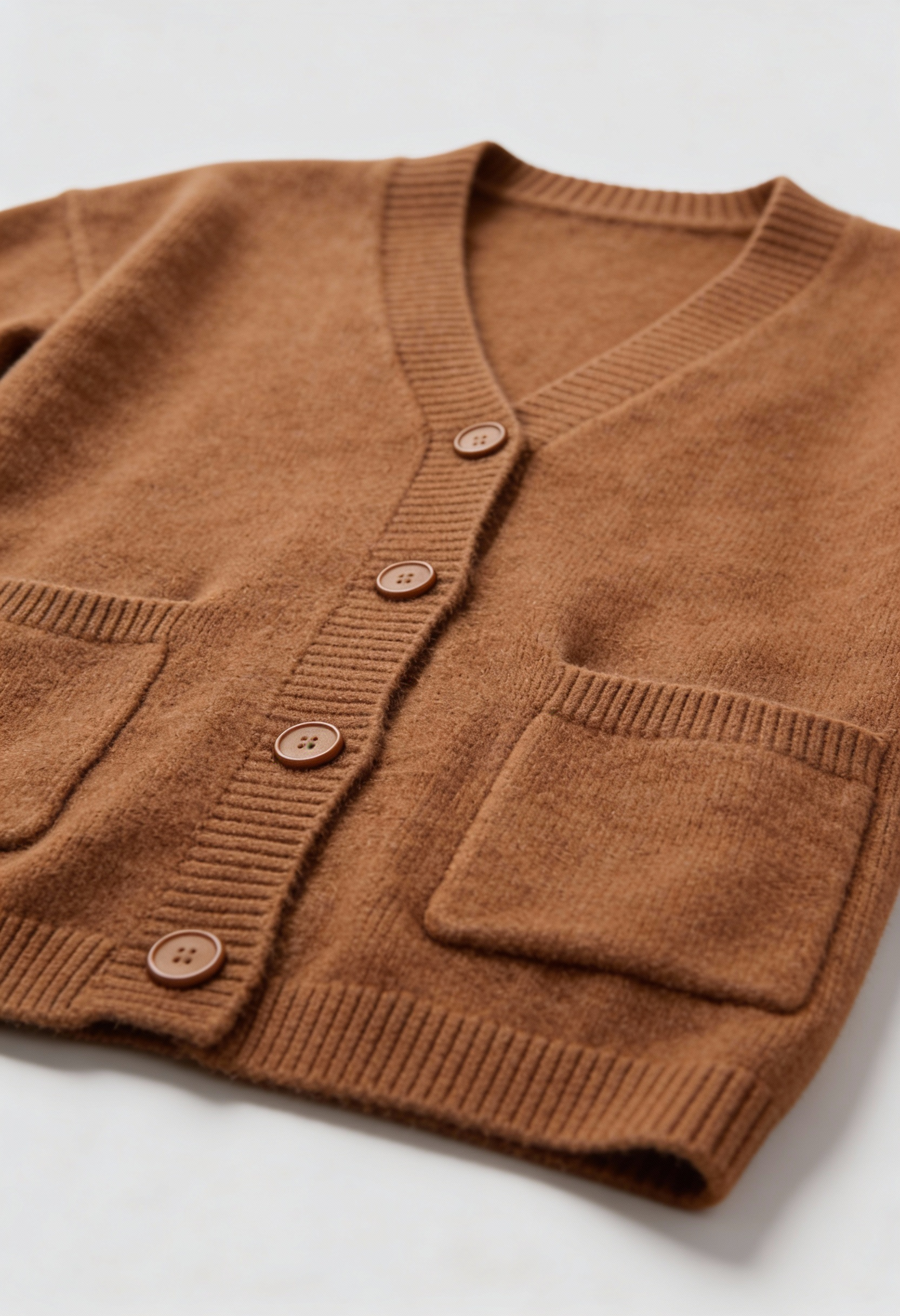 Cardigan : Women's Brown V-Neck Knit Cardigan in van Vanda Liamo