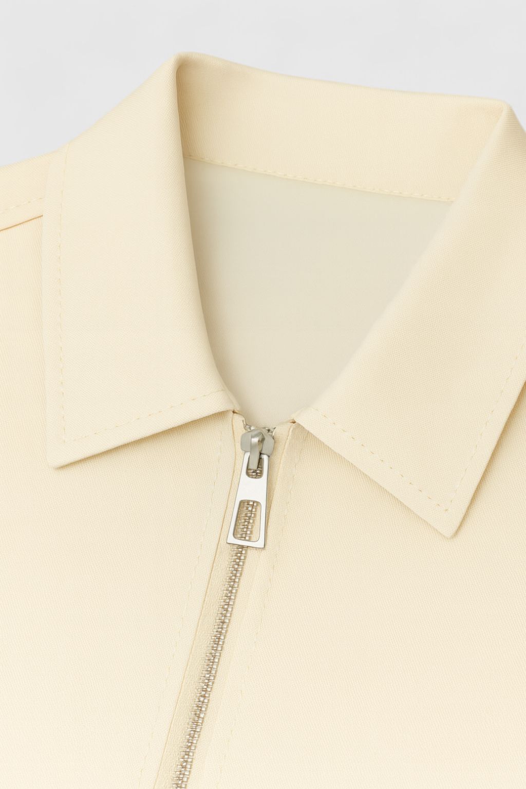 Jacket : Women's Ivory Casual Bomber Jacket with Ribbed Trim in van Vanda Liamo