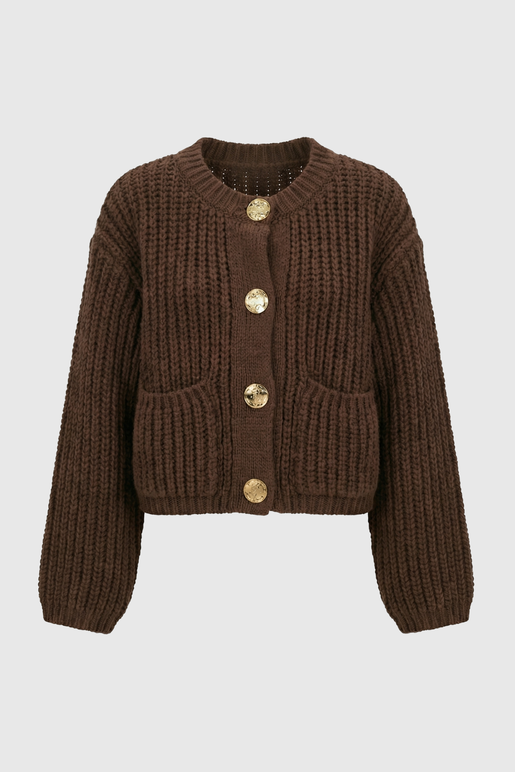 Cardigan : Women's Casual Brown Knit Cardigan in Brown van Vanda Liamo