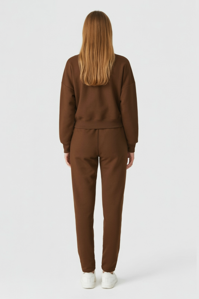 Women's Set : Women's Casual Brown Sweatshirt Pants Set in van Vanda Liamo