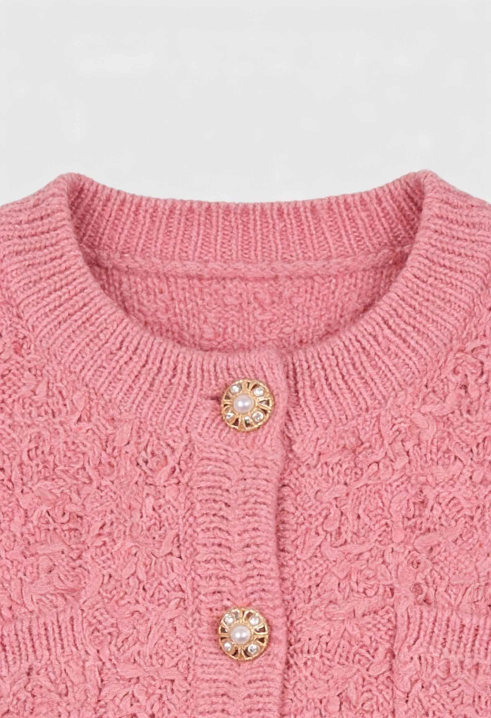 Cardigan : Women's Casual Pink Knit Cardigan in van Vanda Liamo