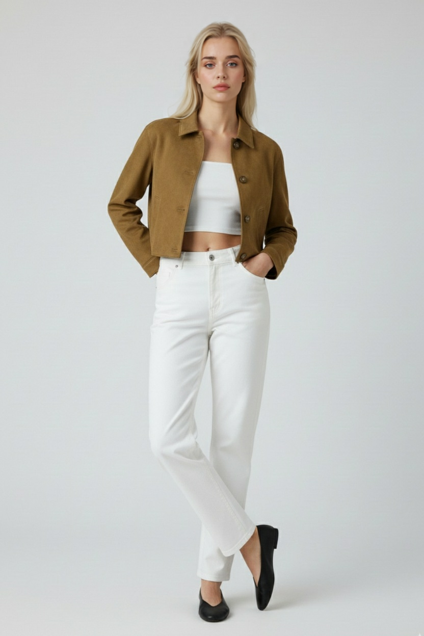 Jacket : Women's Suede Casual Jacket - Soft & Stylish Outerwear in van Vanda Liamo