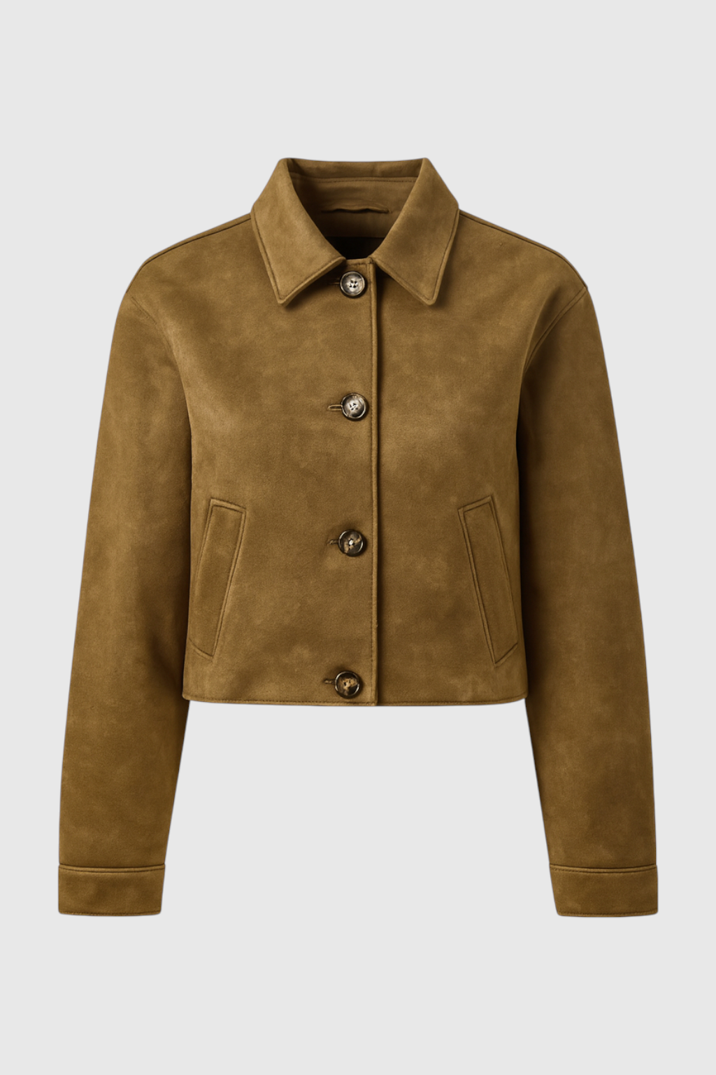 Jacket : Women's Suede Casual Jacket - Soft & Stylish Outerwear in Brown van Vanda Liamo