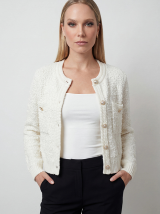 Women's Casual White Knit Cardigan