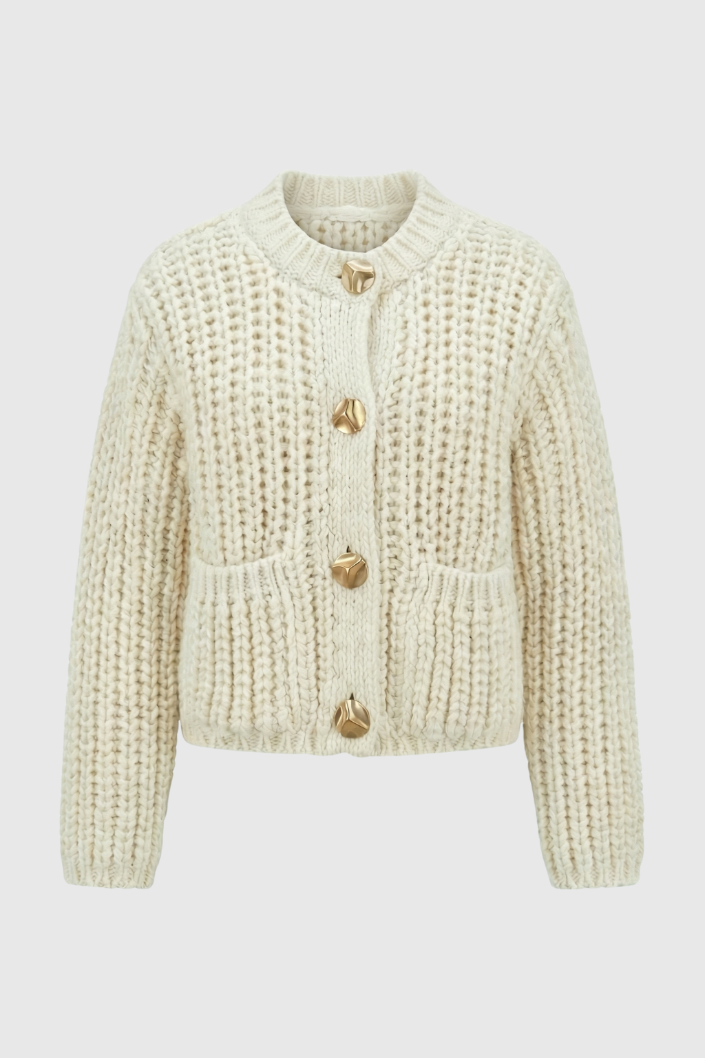 Cardigan : Women's Casual White Knit Cardigan in White One Size van Vanda Liamo