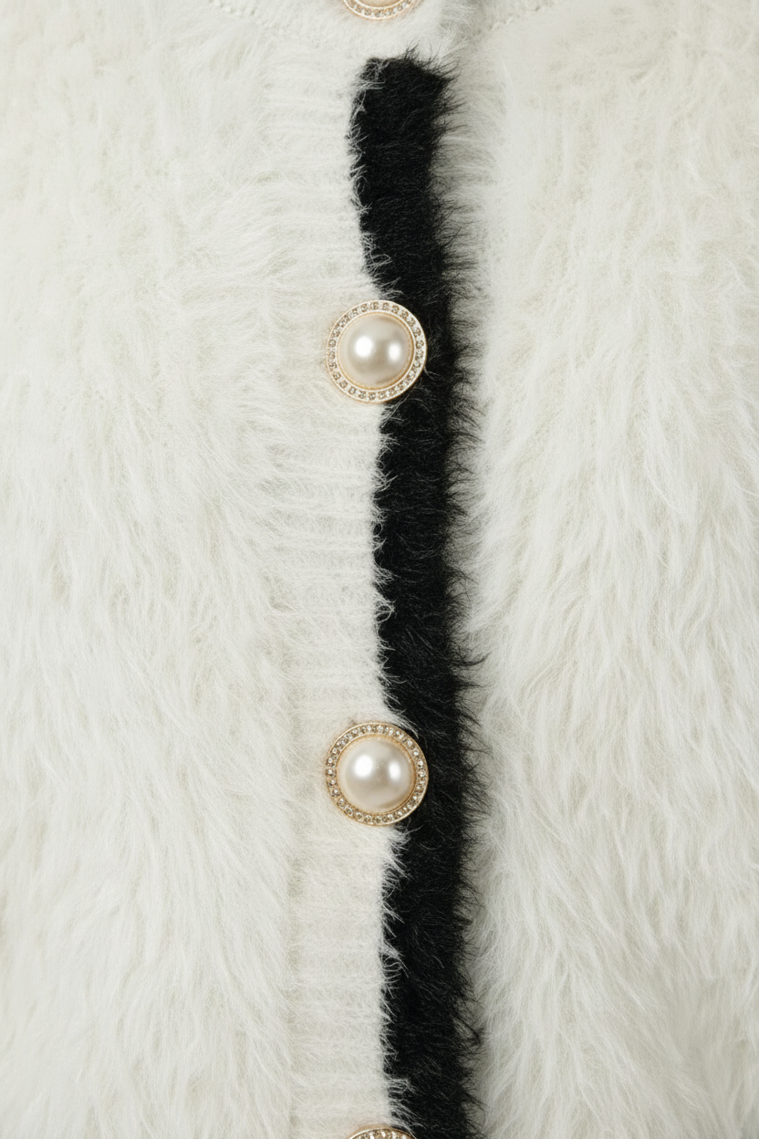 Cardigan : Women's Cropped White Knit Cardigan in van Vanda Liamo