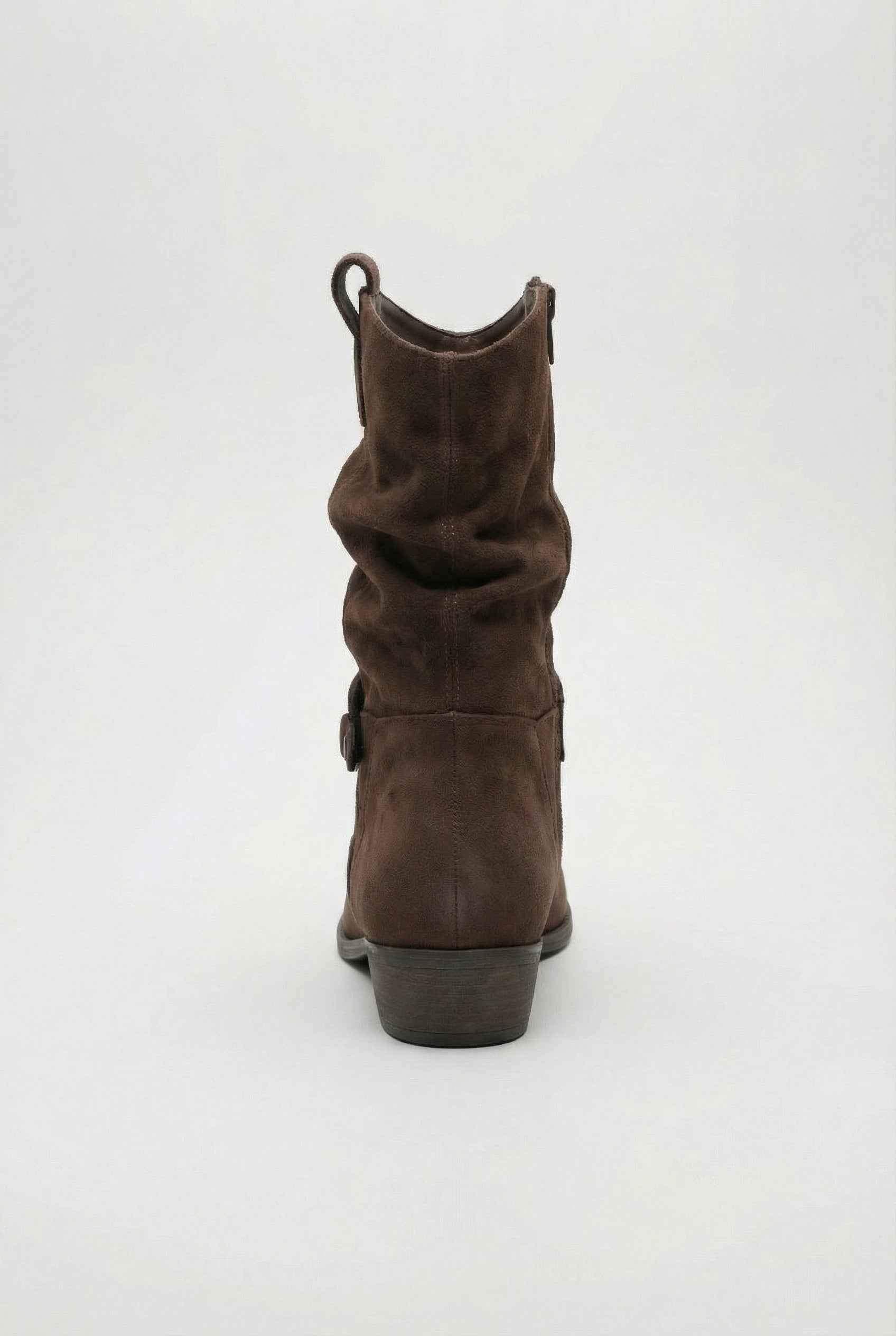 Women's Boots : Women's Dark Brown Suede Block Heel Ankle Boots - Retro Style in van Vanda Liamo