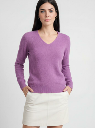 Women's Dark Purple V-Neck Sweater