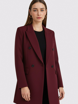 Women's Blazer - Burgundy Long Sleeve Professional Jacket