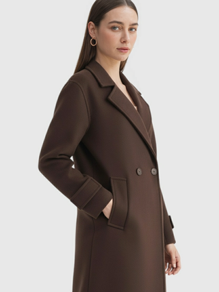 Women's Long Brown Hooded Puffer Winter Coat - Warm & Stylish Outerwear
