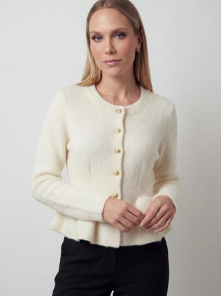 Women's Ruffled Knit Cardigan Sweater - Long Sleeve, Open Front