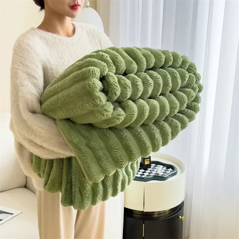 Thick Plush Throw Blanket Ultra Soft Warm Cozy for Sofa and Bed