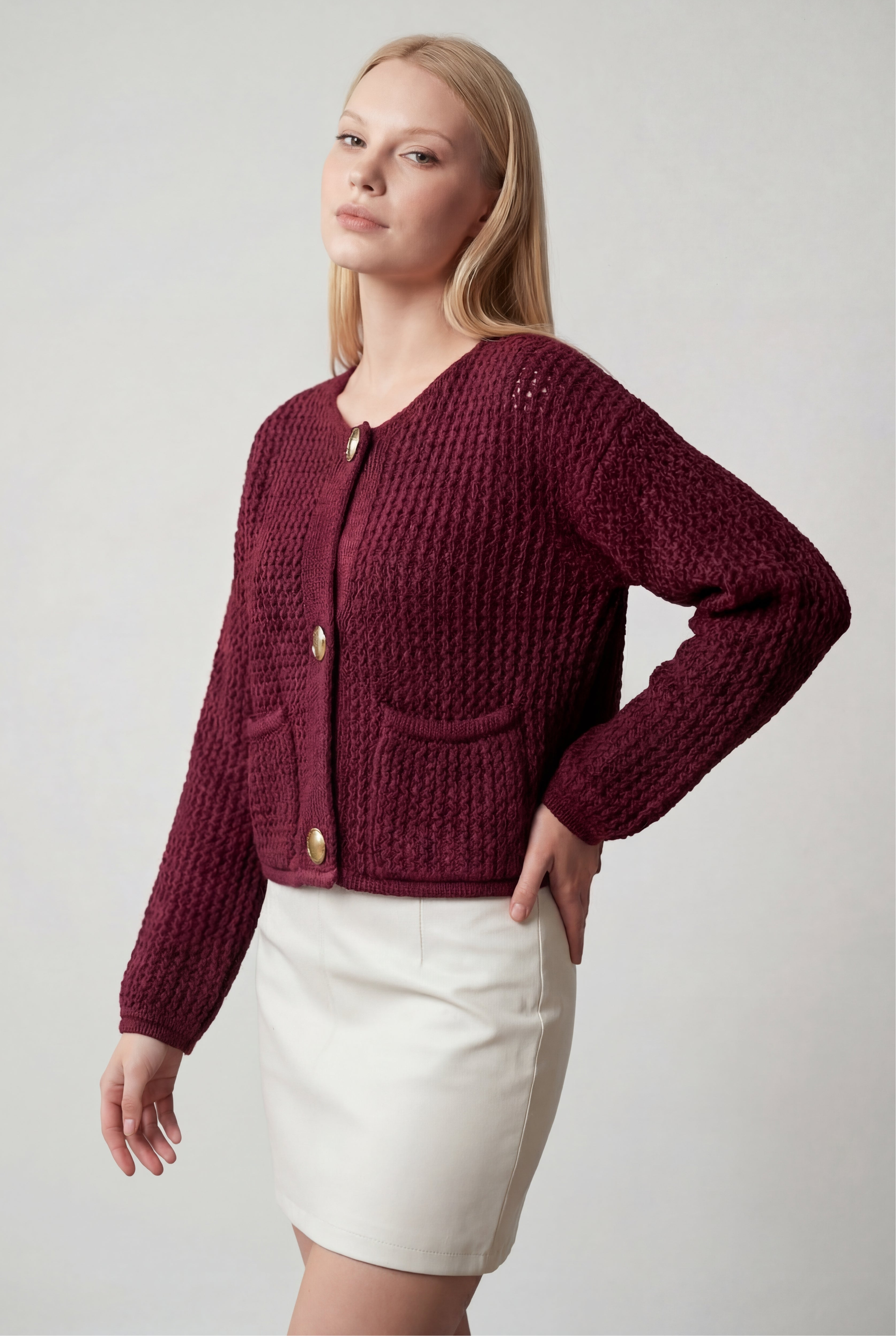 Cardigan : Women's Knit Long Sleeve Cardigan in van Vanda Liamo