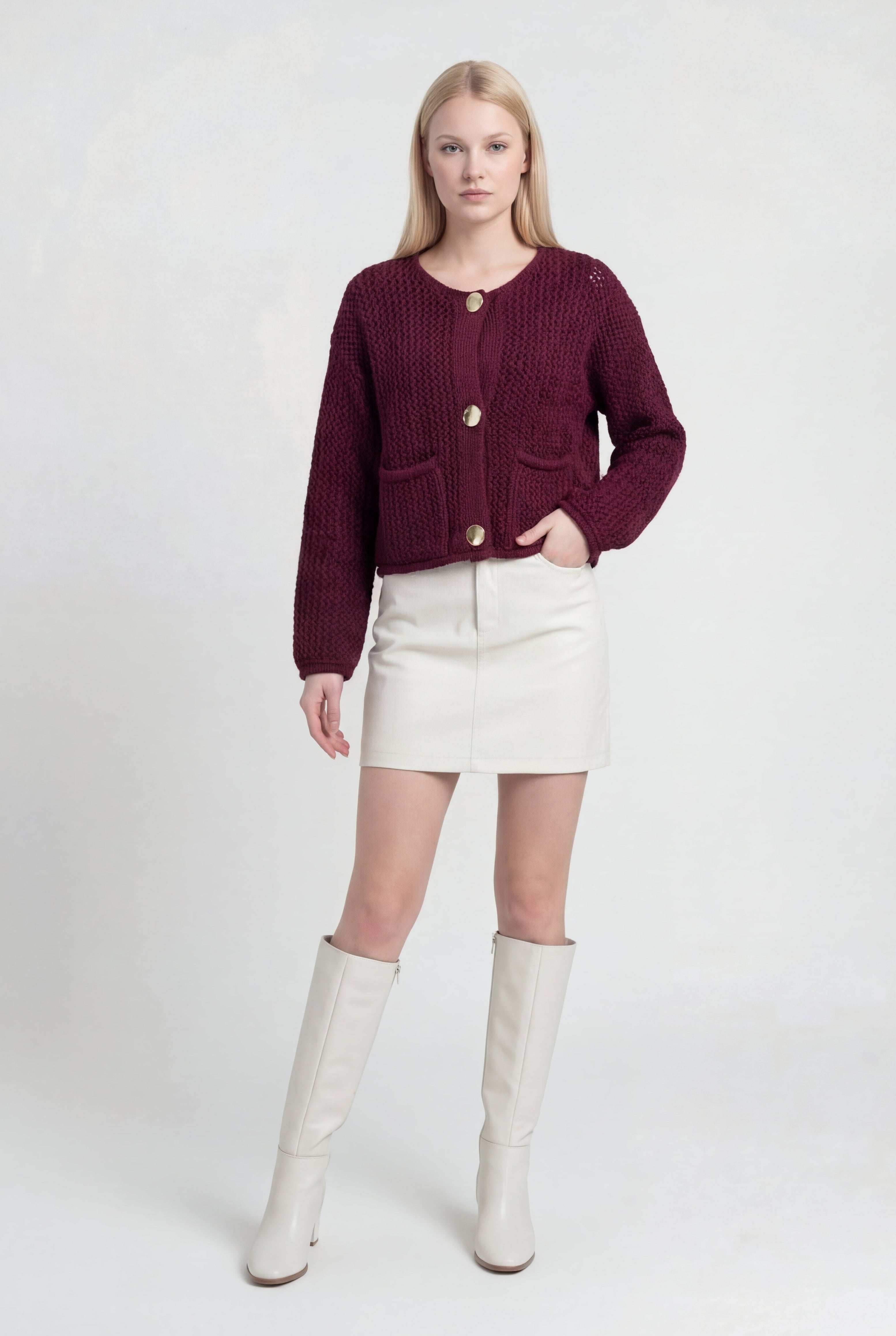 Cardigan : Women's Knit Long Sleeve Cardigan in van Vanda Liamo