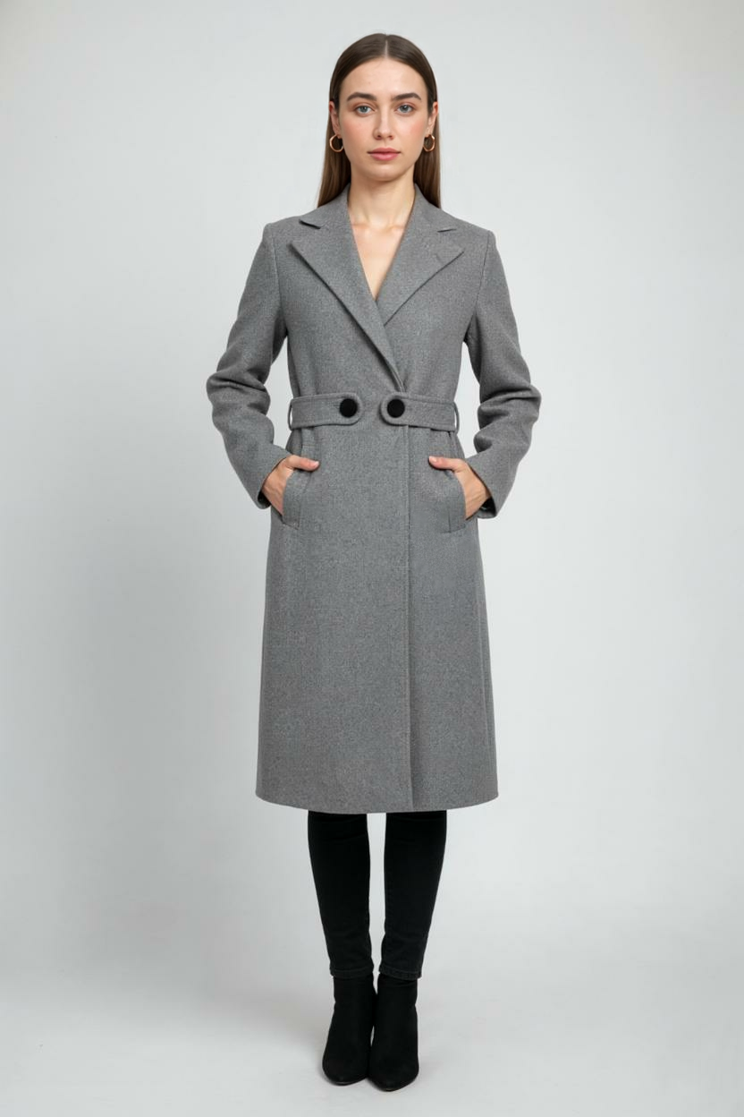 Coat : Women's Gray Mid-Length Winter Coat in van Vanda Liamo