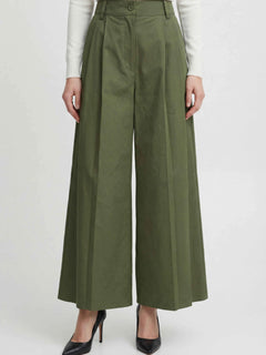 Women's Emerald Green Wide Leg Palazzo Pants - Flowy & Comfortable