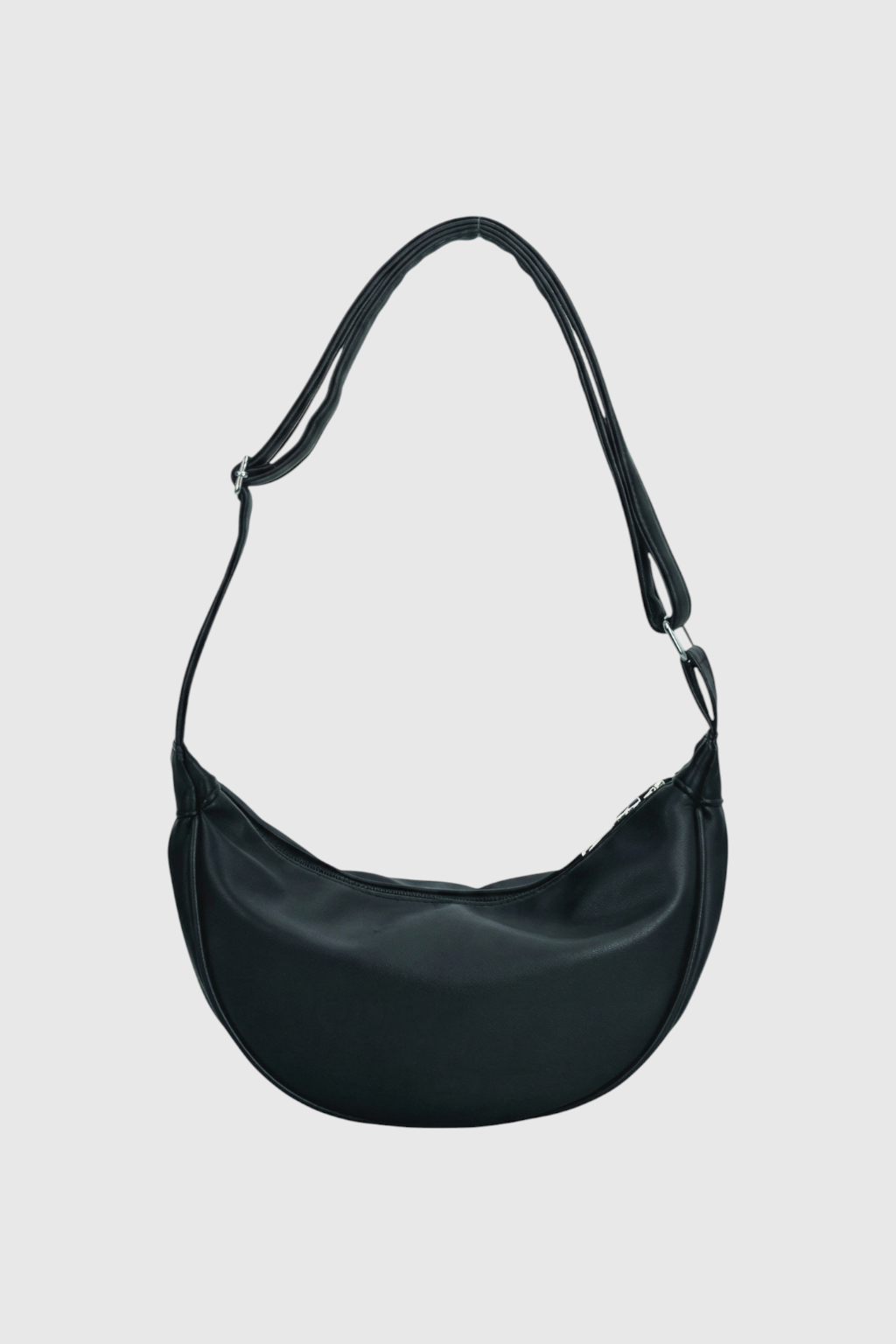 Handbags : Women's Black Faux Leather Hobo Shoulder Bag with Adjustable Strap in Black Regular van Vanda Liamo