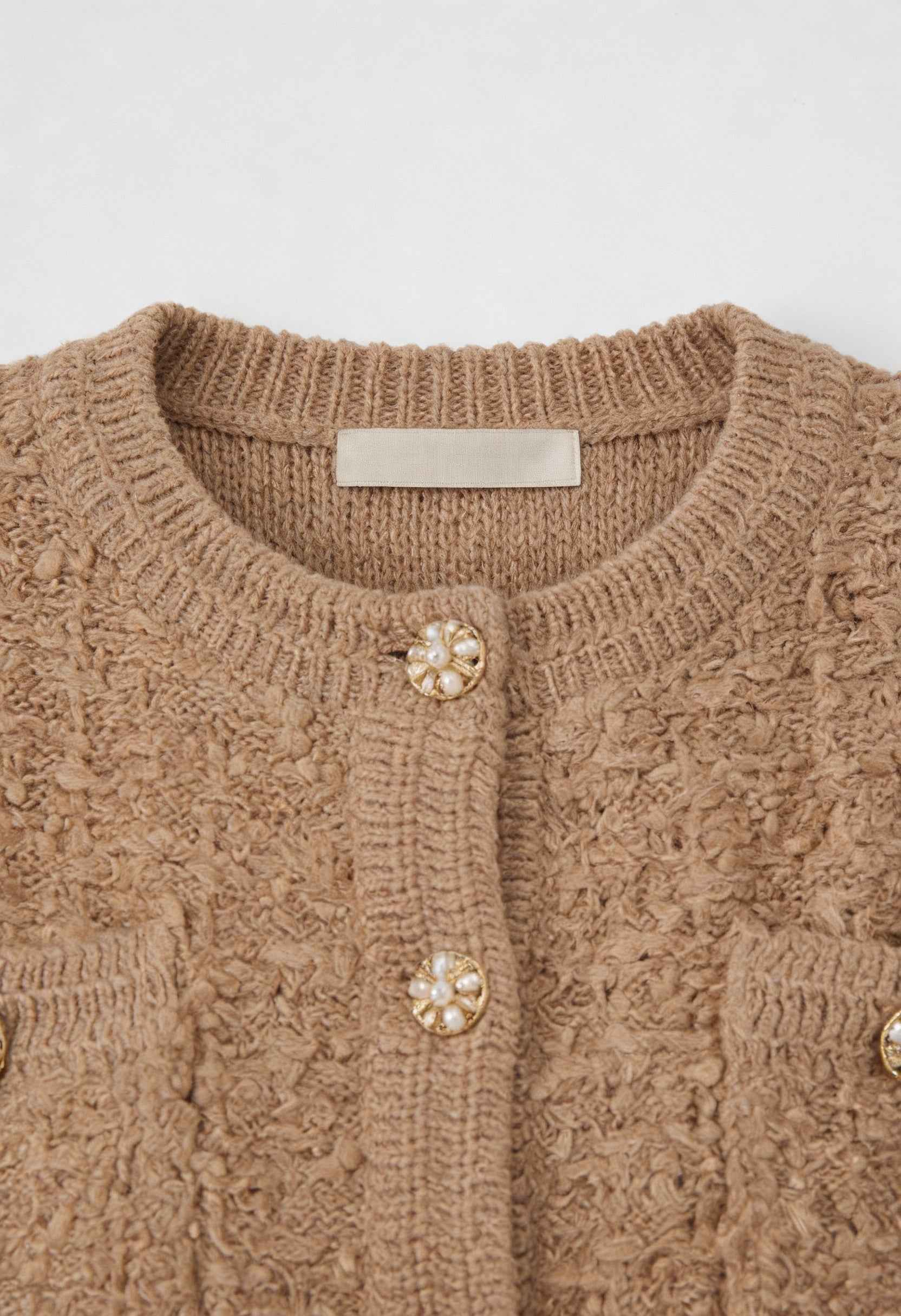 Cardigan : Women's Khaki Knit Cardigan in van Vanda Liamo