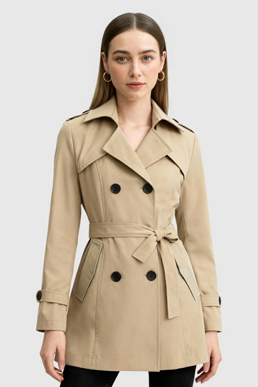 Women's Khaki Mid-Length Trench Coat | Vanda Liamo