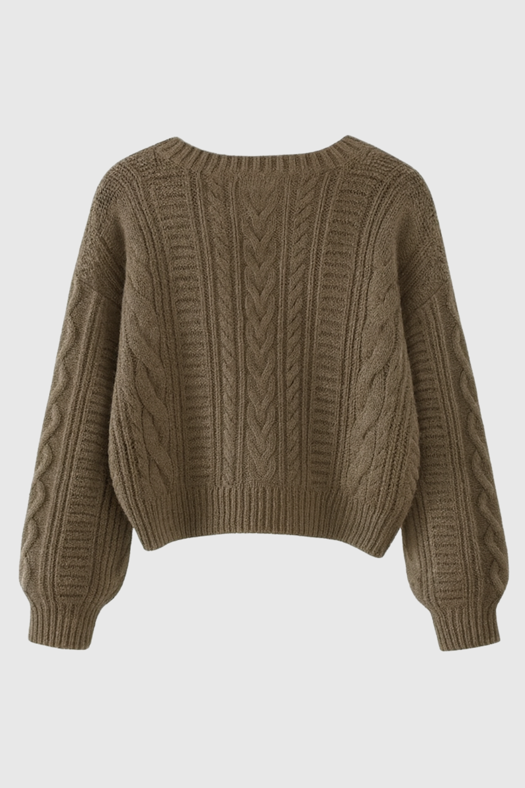 Cardigan : Women's Khaki V-Neck Cardigan in van Vanda Liamo