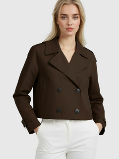 Women's Brown Short Windbreaker Coat