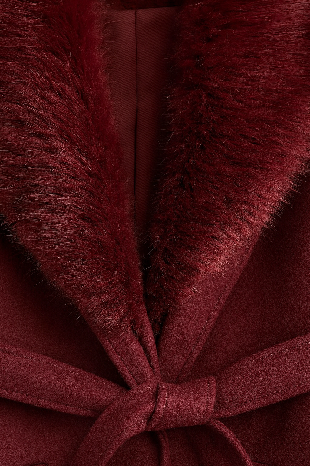 Coat : Women's Burgundy Long Faux Fur Collar Winter Coat for Cold Weather in van Vanda Liamo