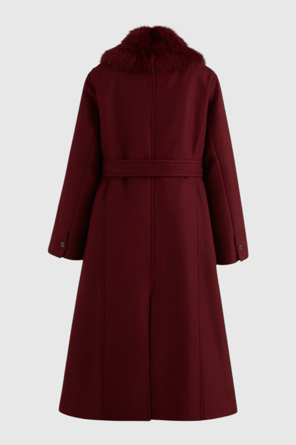 Coat : Women's Burgundy Long Faux Fur Collar Winter Coat for Cold Weather in van Vanda Liamo