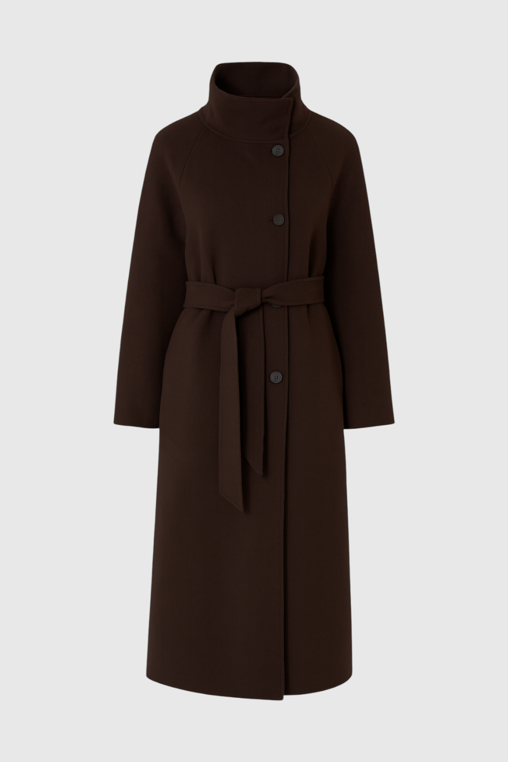 Coat : Women's Long Brown Winter Coat with Faux Fur Collar in Brown van Vanda Liamo