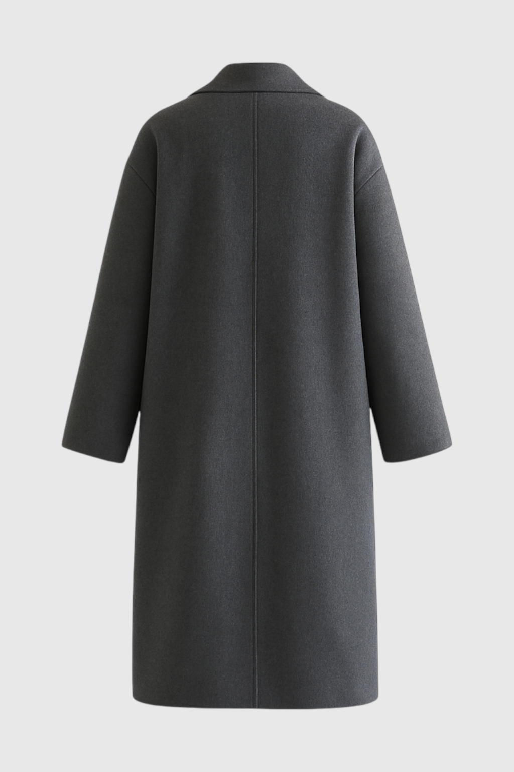 Coat : Women's Long Dark Gray Winter Coat with Fold-Over Collar in van Vanda Liamo