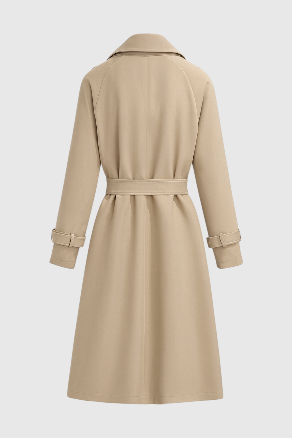 Coat : Women's Classic Khaki Double-Breasted Trench Coat with Belt - Long & Stylish in van Vanda Liamo