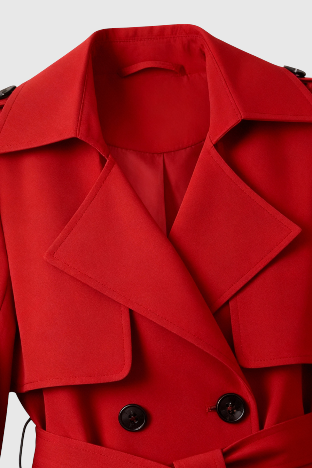 Coat : Women's Red Cotton Blend Double-Breasted Trench Coat with Belt - Long Raincoat in van Vanda Liamo