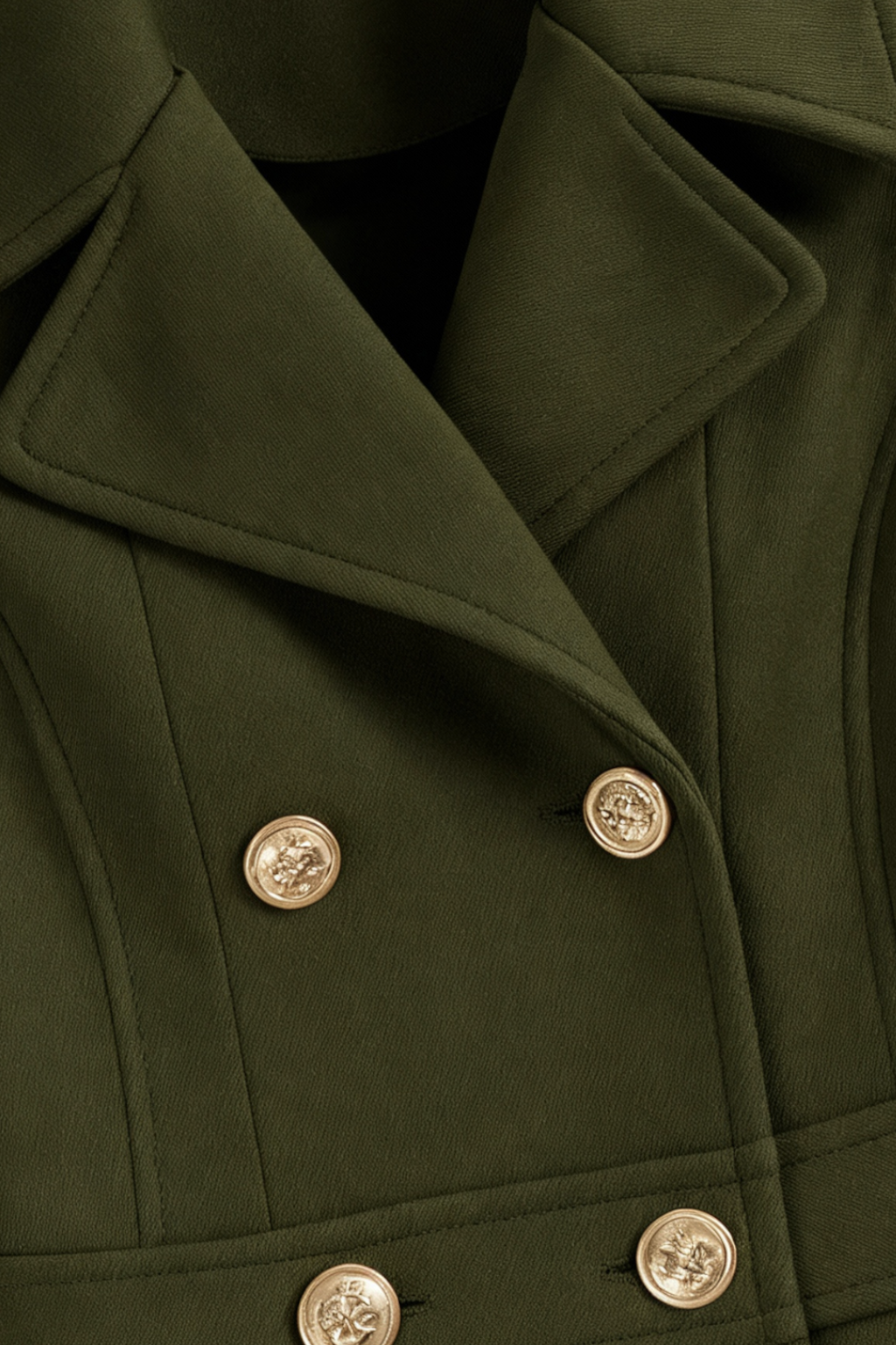 Coat : Women's Army Green Double-Breasted Trench Coat with Belt, Warm Lining & Pockets in van Vanda Liamo