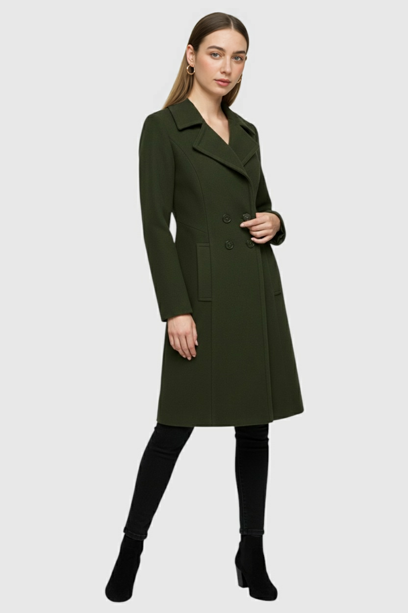 Coat : Women's Army Green Trench Coat in van Vanda Liamo