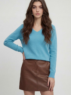 Women's Light Blue V-Neck Sweater
