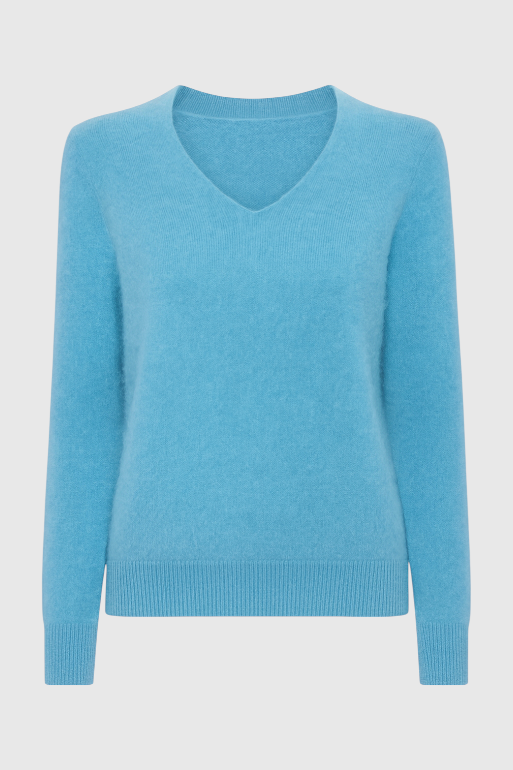 Sweater : Women's Light Blue V-Neck Sweater in Light Blue van Vanda Liamo