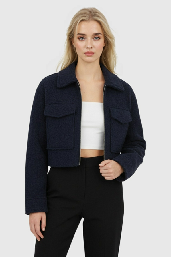 Women's Navy Zip-Up Jacket