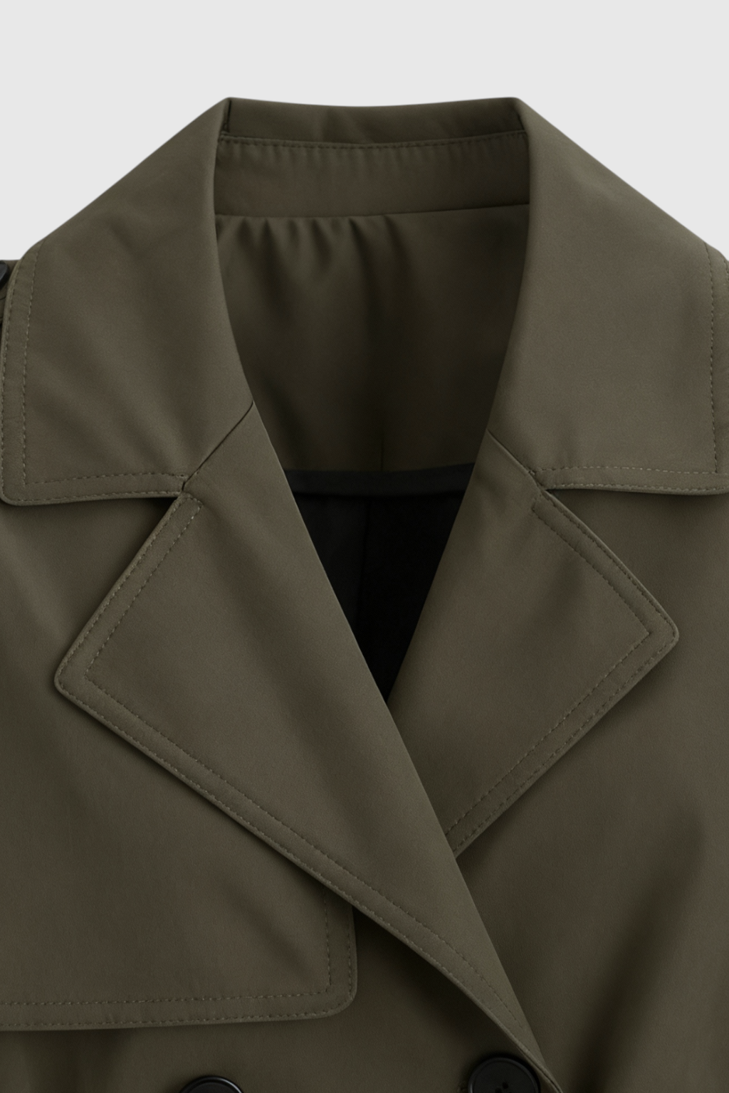 Coat : Women's Olive Green Classic Double-Breasted Trench Coat - Premium Quality, Fast Shipping in van Vanda Liamo