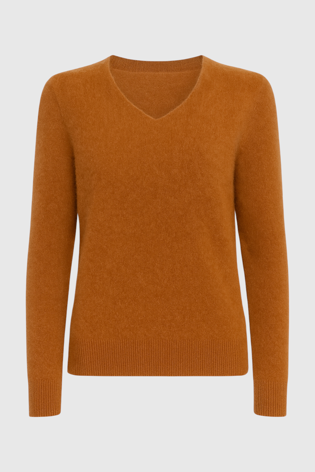 Sweater : Women's Orange V-Neck Sweater in Orange van Vanda Liamo