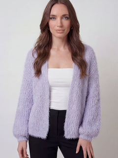 Women's Purple Acrylic Knit Warm Cardigan
